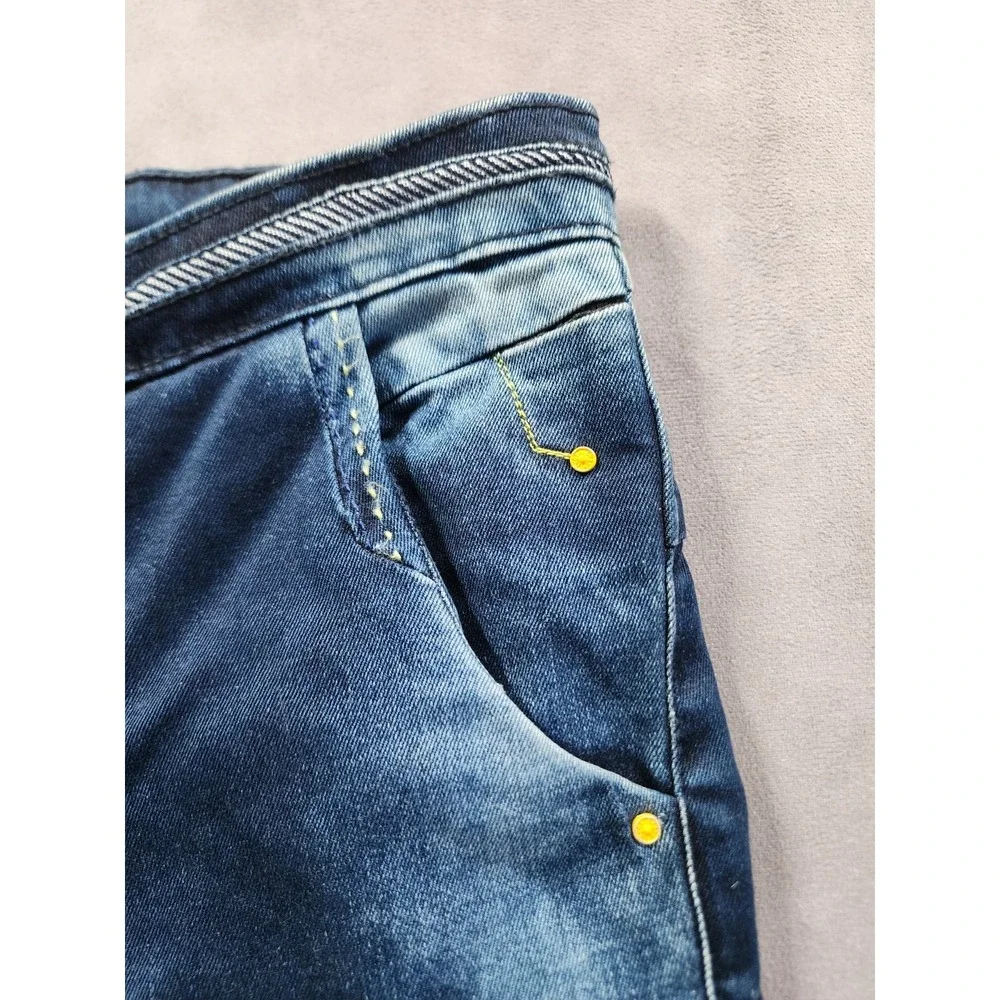 Luker Jeans Bold Stitching Men Straight Leg Faded Denim Blue Size 42